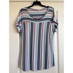 Star Vixen Women's Cap Sleeve Blouse Multicolor Stripe Pattern Size 1X